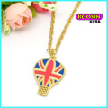 Nice Handmade Enamel Flower Pendant Silver Necklace Jewllery